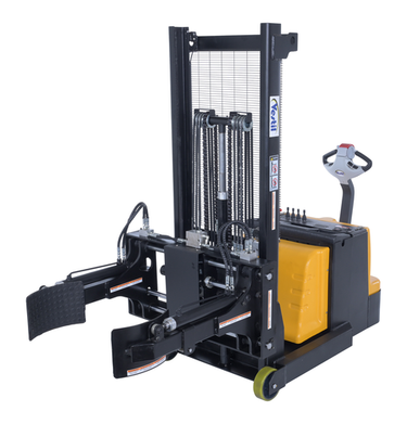 Steel Vertical Drum Gripper/Rotator Stacker With Gripper Max Reach 35.5 In. Dispensing Height 71 In. 800 Lb. Capacity Black / Yellow